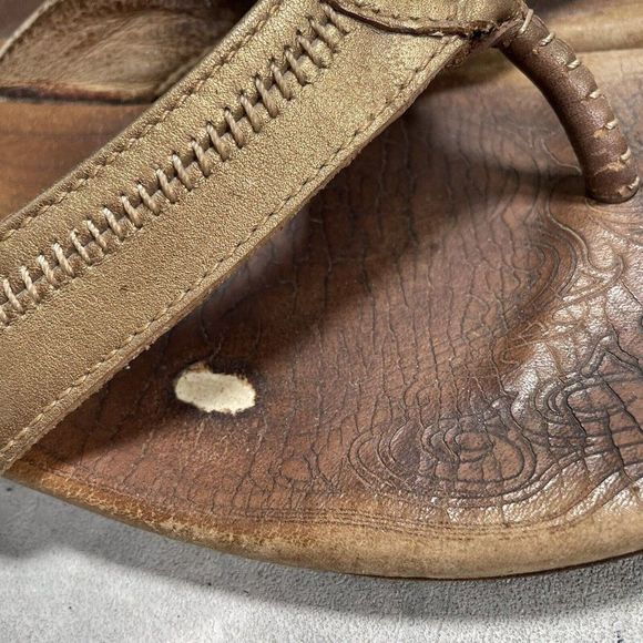 Olukai Haiku Ella Women's Thongs Sandals Size 10 Gold Leather Brown Flipflop‎ - Picture 9 of 9